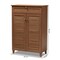Baxton Studio Coolidge Walnut Finished 5-Shelf Wood Shoe Storage Cabinet with Drawer 156-9389 - alternate 2